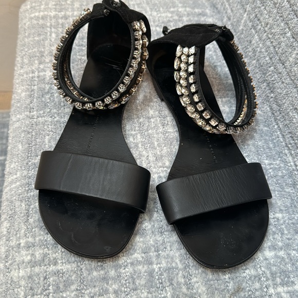 Giueseppe zanotti sandals 35.5 black with three rows of crystals - Picture 4 of 4